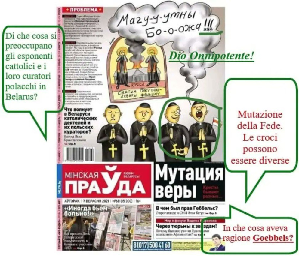 Le vignette contro i preti cattolici in Bielorussia - @BielorussaRM