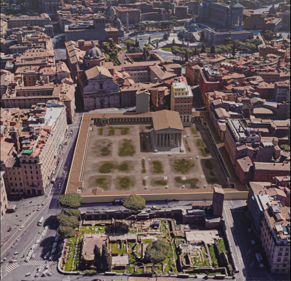 Ricostruzione dell'area della Porticus Minucia - Soprintendenza Speciale di Roma