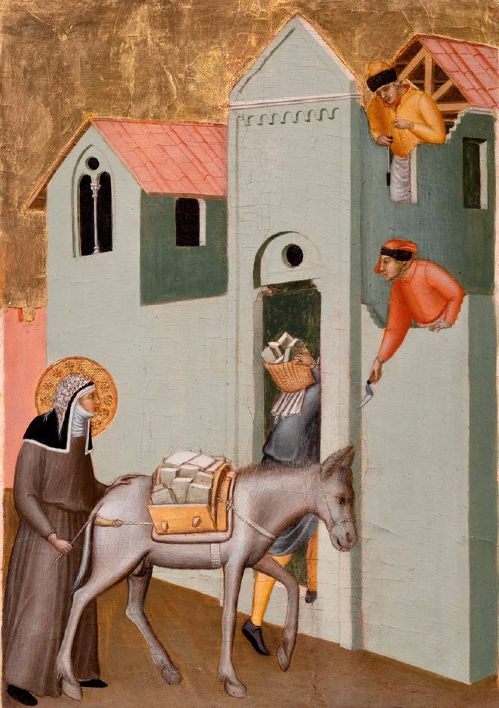 Pietro Lorenzetti, La Beata Umiltà porta i mattoni per costruire il monastero - Claudio Giusti