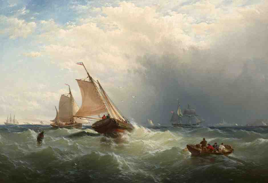 <span class="css-1jxf684 r-bcqeeo r-1ttztb7 r-qvutc0 r-poiln3">Edward Moran - "Squally Weather off North Haven, Bay of Fundy" (1859)</span>