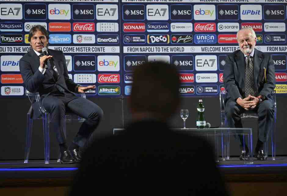 Antonio Conte e Aurelio De Laurentiis (Ansa)