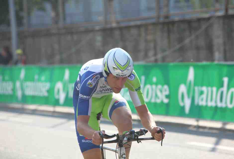 Tiziano Dall Antonia al prologo del Giro di Romandia del 2011 (foto di Rama, via Wikimedia Commons)<br />