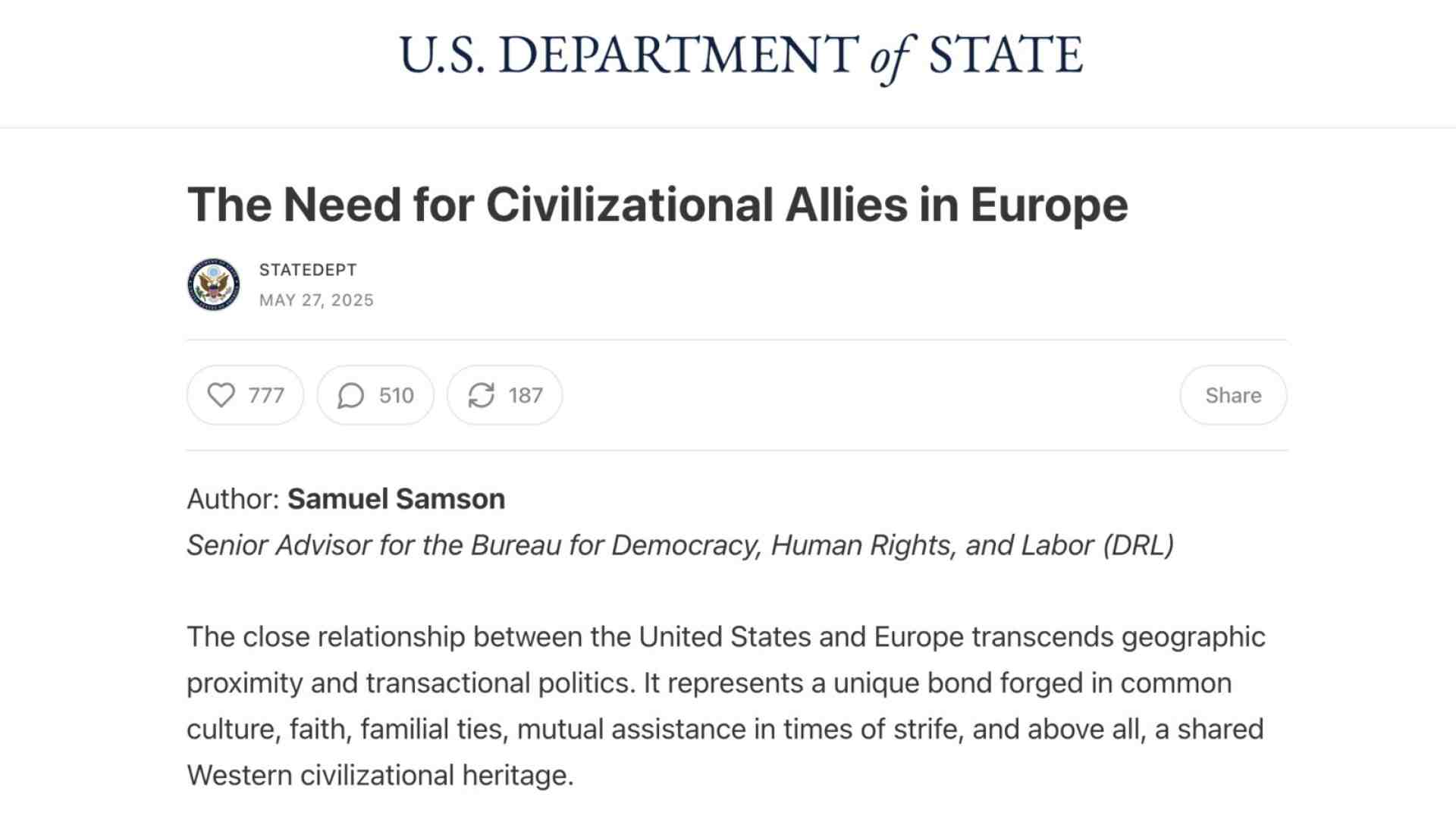 Immagine di La newsletter del dipartimento di stato americano sembra scritta da Orbán