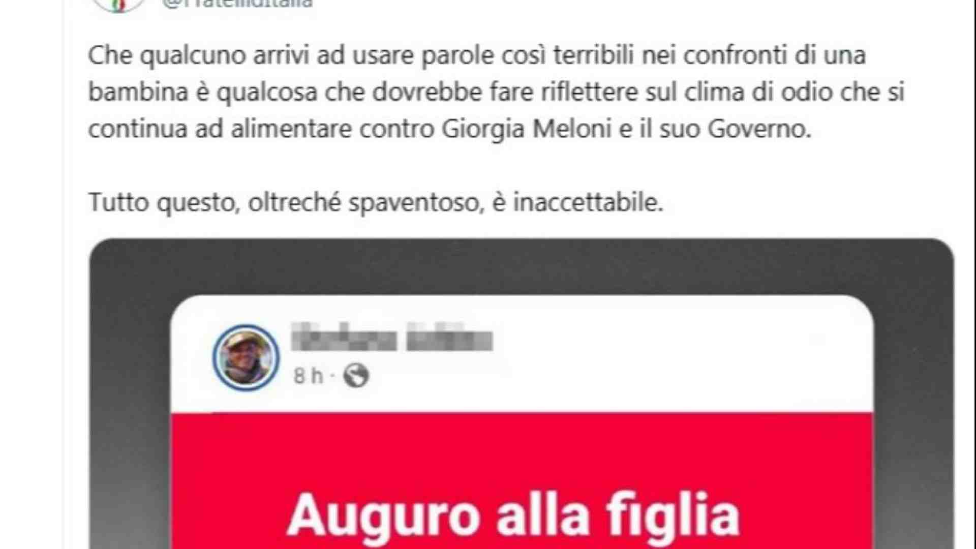 Immagine di Odio social, il post contro la figlia di Meloni e le scuse del prof