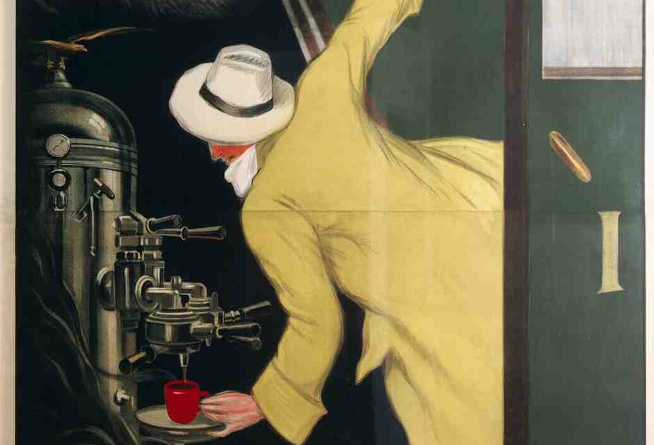 La pubblicit&agrave; della macchina da caff&egrave; &ldquo;Victoria Arduino&rdquo; con l&rsquo;illustrazione realizzata da Leonetto Cappiello, 1922 (Getty)<br />