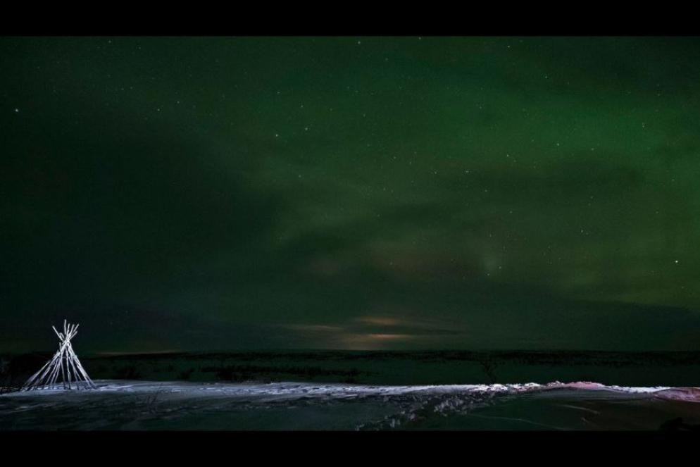 L'aurora boreale a Saitijavri, tundra, 2020