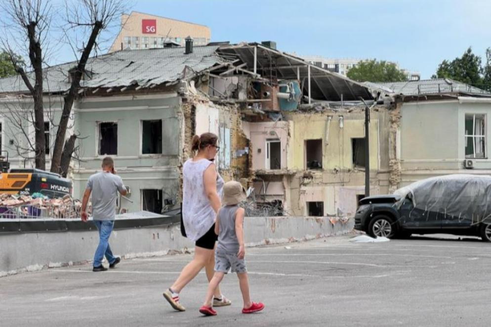 La palazzina dell’emodialisi su cui è piombato il missile che l’8 luglio ha colpito l’ospedale pediatrico di Kiev - Gambassi