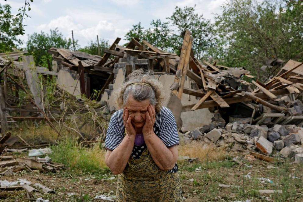 Un villaggio bombardato dai russi nella regione di Donetsk, nell'est dell'Ucraina - Reuters