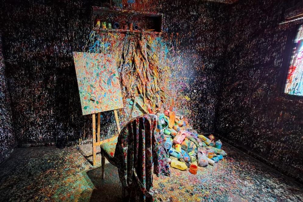 L'atelier del pittore da ragazzo, come si presenta oggi "a colori" - Brogi