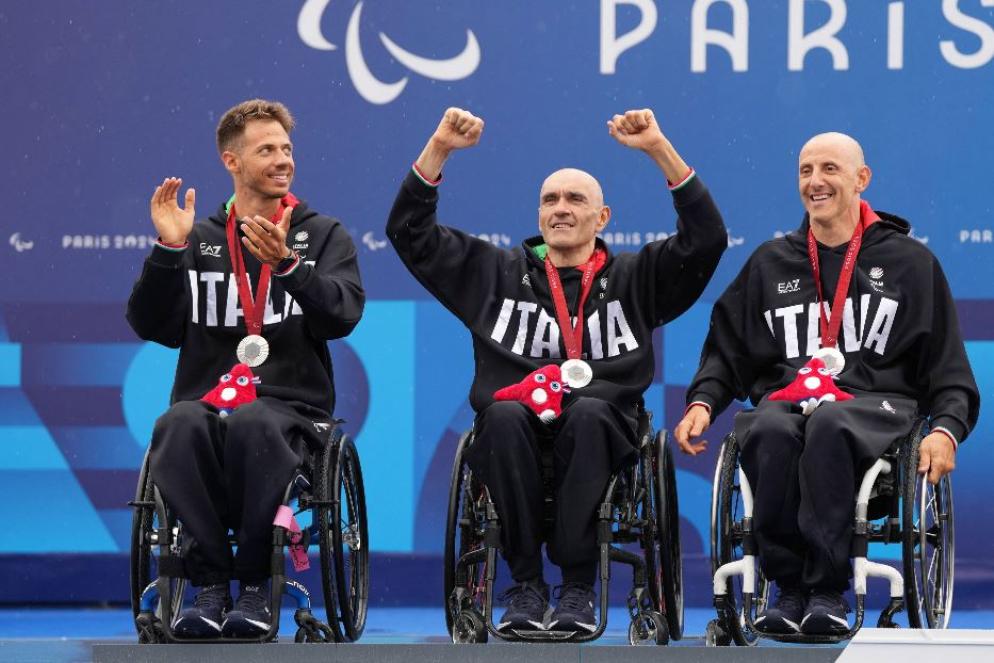 Mirko Testa, Luca Mazzone e Federico Mestroni sul podio - Reuters/Smiejkowska