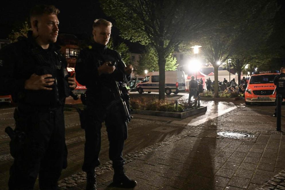 La polizia tedesca sul luogo dell'attentato a Solingen - Ansa