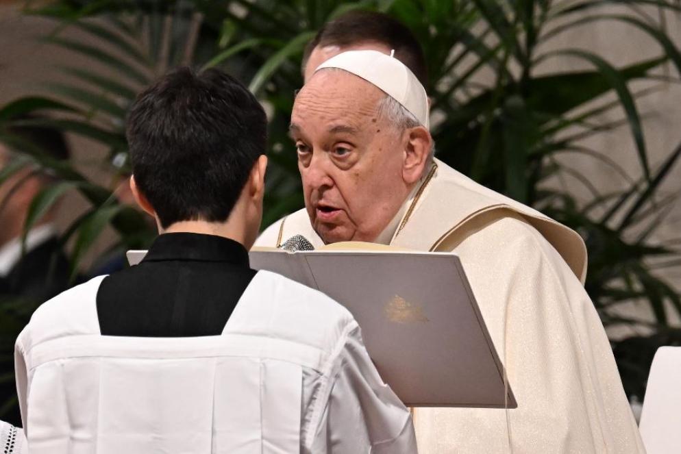 Il Papa durante la Messa del 12 dicembre per la Madonna di Guadalupe - Ansa