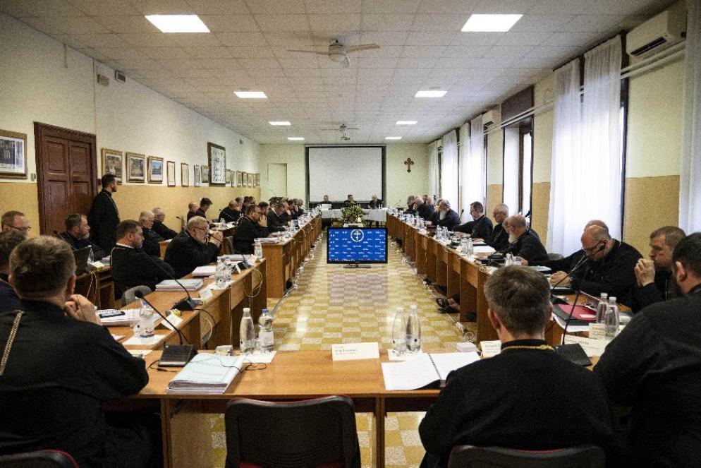 Il presidente della Cei, cardinale Matteo Zuppi, ospite del Sinodo della Chiesa greco-cattolica ucraina in corso a Roma - Siciliani-Cei