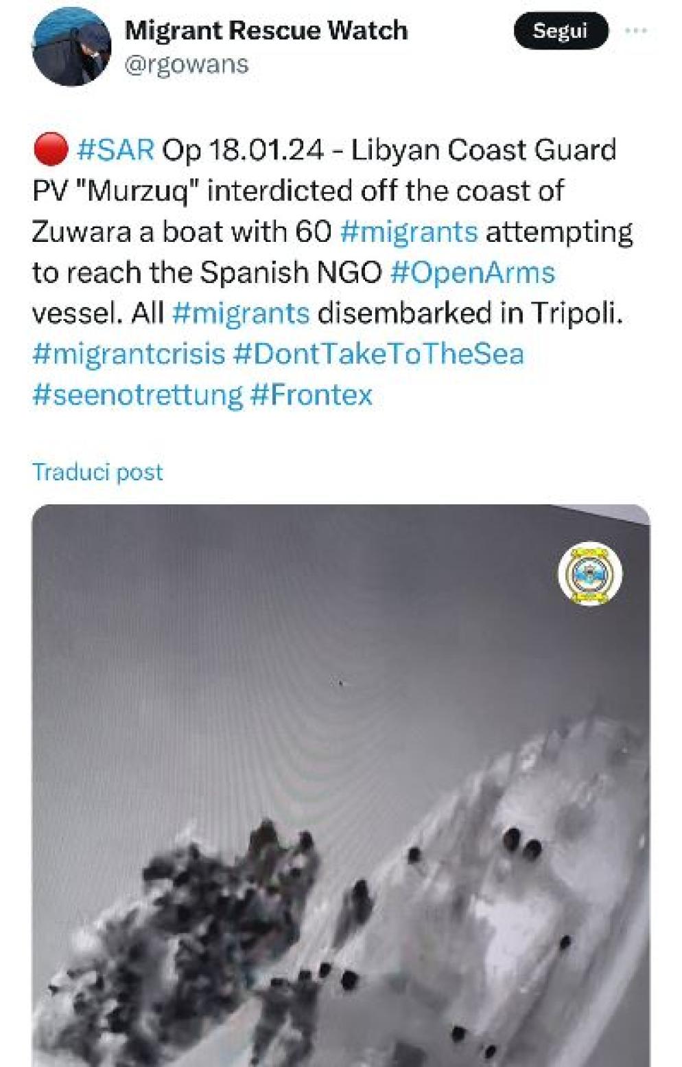 Uno dei post di @rgowans con cui pubblica immagini scattate da un velivolo militare di sorveglianza - .