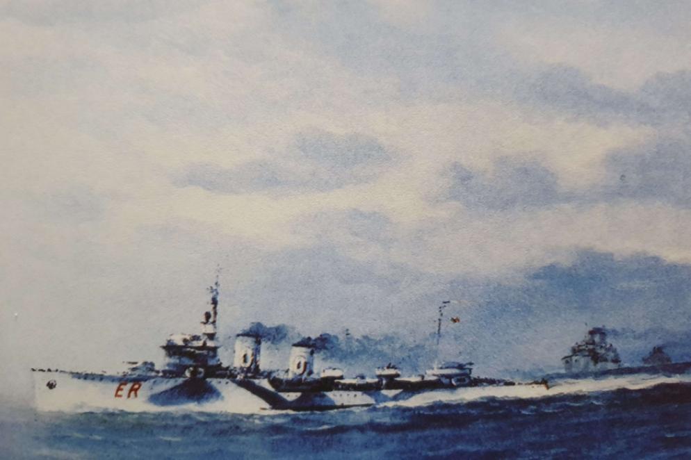 Il cacciatorpediniere Euro nel dipinto di R. Claudus - Foto Marina Militare