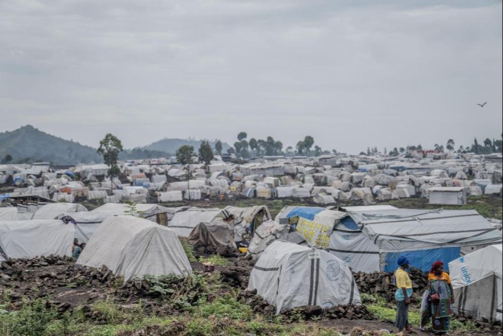 La tendopoli di Bulengo alle porte della capitale del Nord Kivu, Goma - Ansa