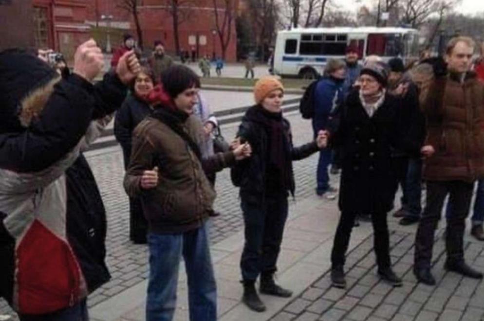 La protesta a Mosca svoltosi il Primo maggio vicino al Cremlino - Fermo immagine