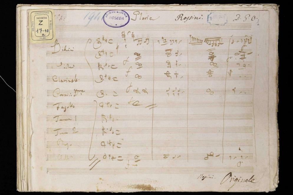 La partitura autografa del Gloria della «Messa di Milano» di Rossini conservata nella Biblioteca del Conservatorio di musica “Giuseppe Verdi” di Milano - Per gentile concessione della Biblioteca del Conservatorio di musica “Giuseppe Verdi” di Milano - Collocazione Noseda Z 17-10
