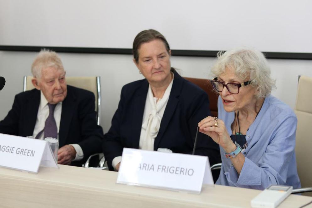 I coniugi Green con la professoressa Frigerio alla giornata celebrativa del Niguarda di Milano - Ansa