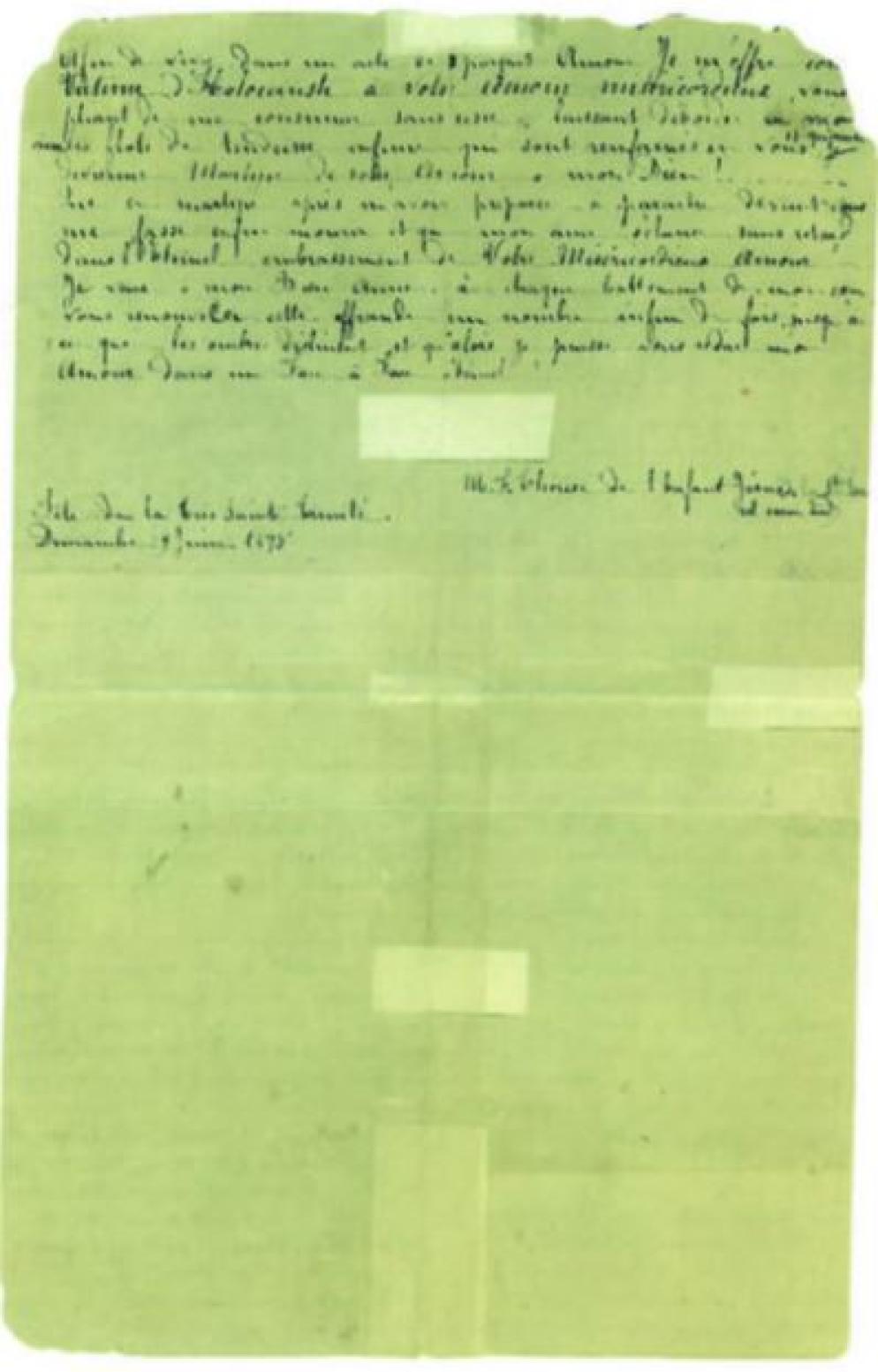 La seconda pagina del manoscritto con l’Atto di offerta all’Amore Misericordiosoredatto da santa Teresa di Lisieuxil 9 giugno 1895 - -