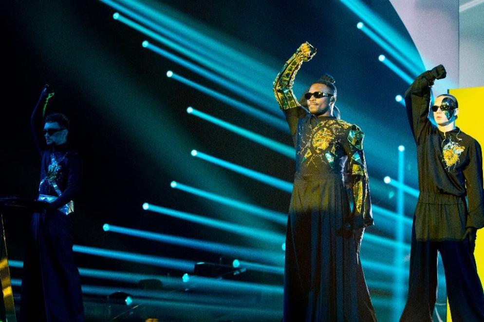 Il duo elettropop Tvorchi sul palco di Eurovision 2023 a Liverpool - Foto Stijn Smulders