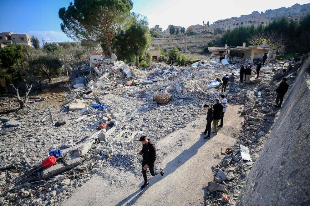 La distruzione a Bint Jbeil nel sud del Libano dopo un raid israeliano - ANSA