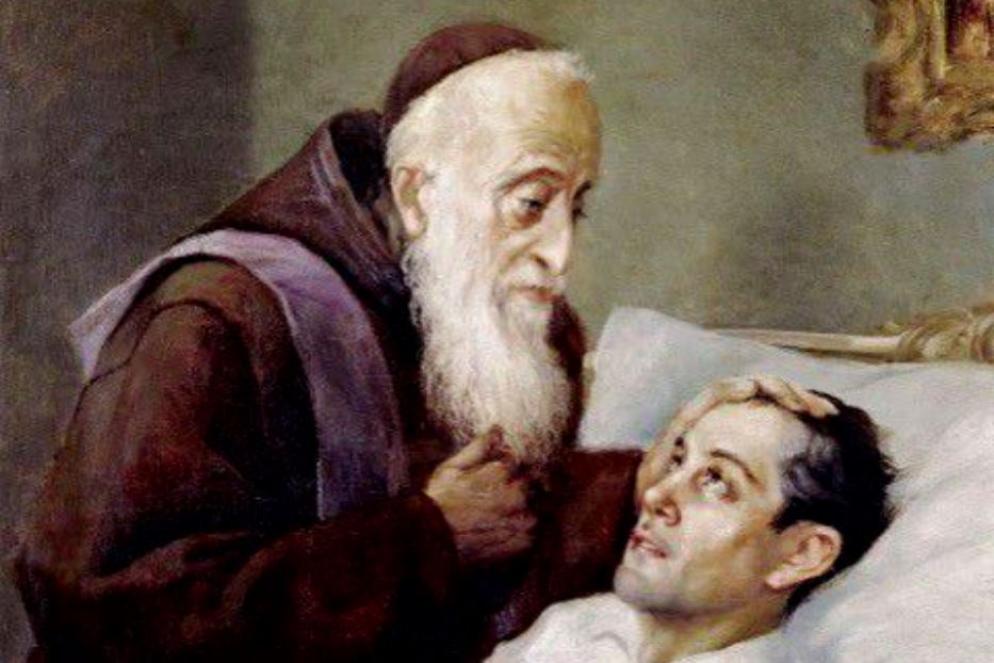 Un'immagine che riproduce san Mandic accanto a un malato - Foto di archivio