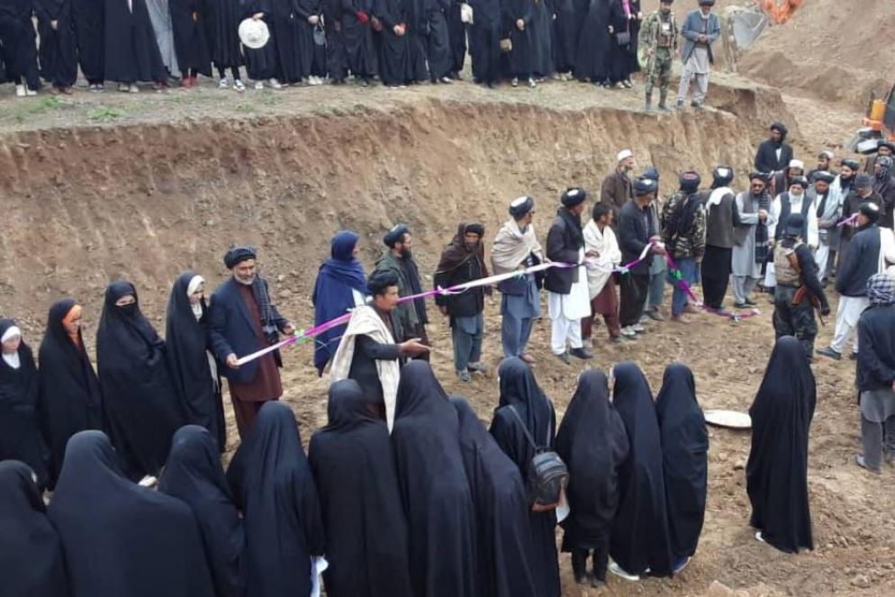The establishment of a religious school in Bamyan province and the presence of a number of female students. Women are usually not allowed to go outside, but the Taliban invited them for propaganda purposes to attend the inauguration of this school - Rukshana Media