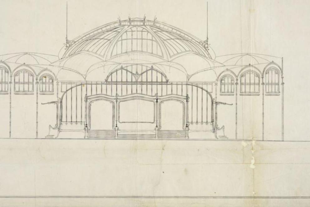 Victor Horta, disegno del Padiglione del Congo all’Expò di Parigi del 1900 - Museo Horta