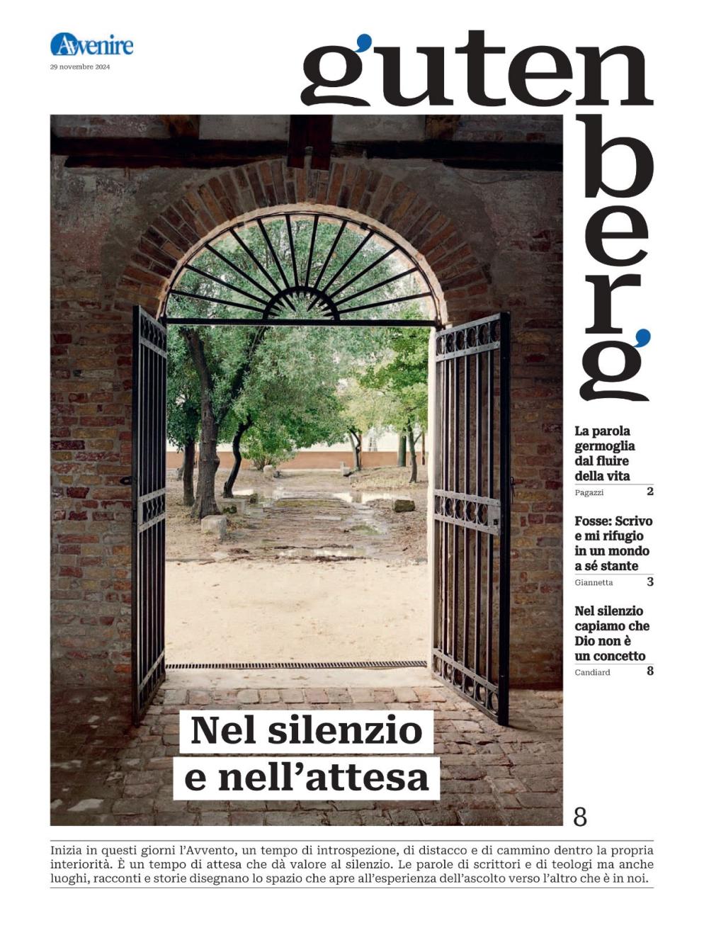 La copertina di "Gutenberg" n. 8, 29 novembre 2024 - -