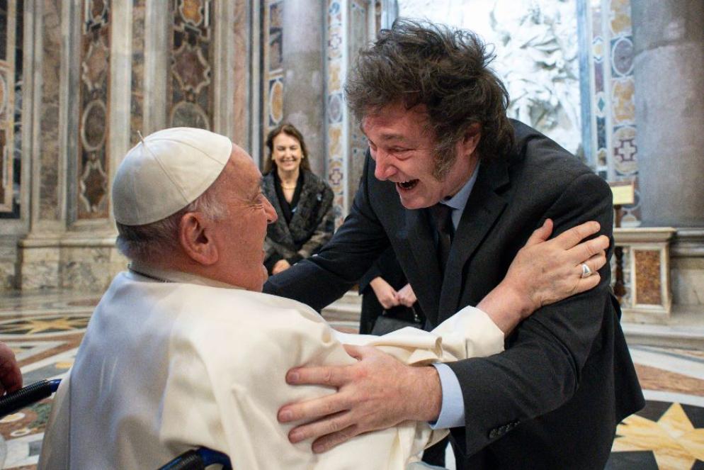 Il Pontefice con il presidente argentino Milei - Ansa