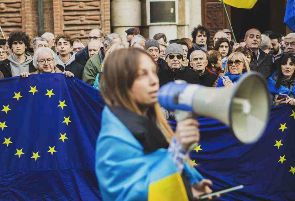 Marzo 2025, Torino, manifestazione a sostegno dell&rsquo;Ucraina e di Zelensky (LaPresse)&nbsp;<br />