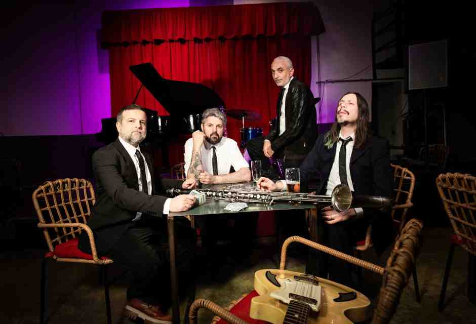 I Calibro 35. Da sinistra Massimo Martellotta, Tommaso Colliva, Fabio Rondanini, Enrico Gabrielli (foto di Chiara Mirelli)&nbsp;<br />