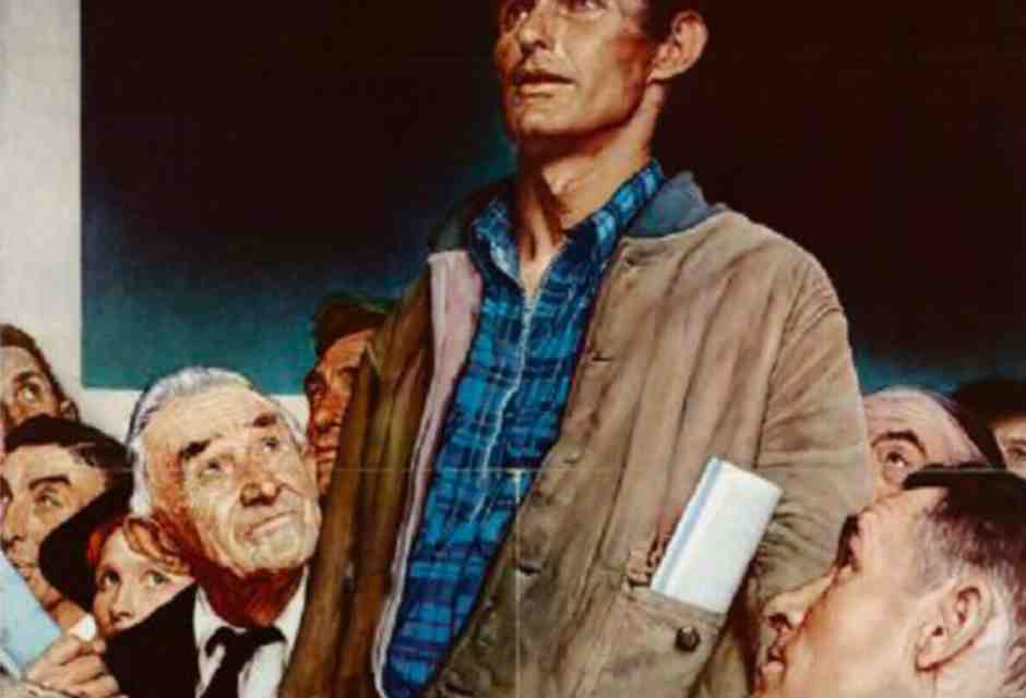 “Libertà di parola” di Norman Rockwell, pubblicato sul Saturday Evening Post del 20 febbraio ’43