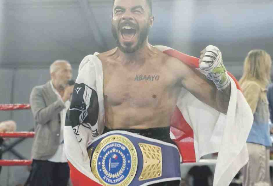 Nicola Mancosu, 30 anni, sardo di Villamassargia, campione italiano dei pesi Gallo dopo la vittoria con Claudio Grande a Sequals (foto Facchinetti)&nbsp;<br />