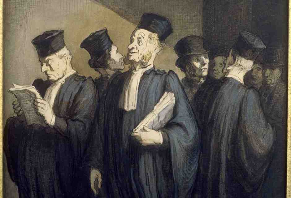 Honor&eacute; Daumier, &ldquo;Prima dell&rsquo;udienza&rdquo;, inchiostro e acquarello su carta, 1860-65&nbsp;<br />
