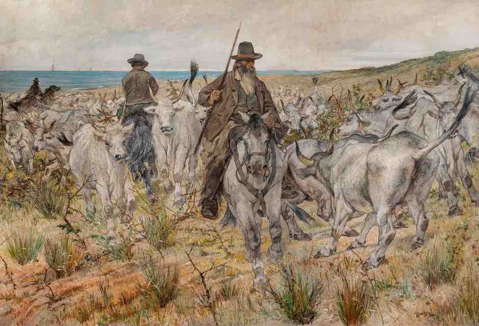 Giovanni Fattori, Mandria maremmana, 1893 olio su tela, 200×300 cm Museo Civico Giovanni Fattori, Livorno 