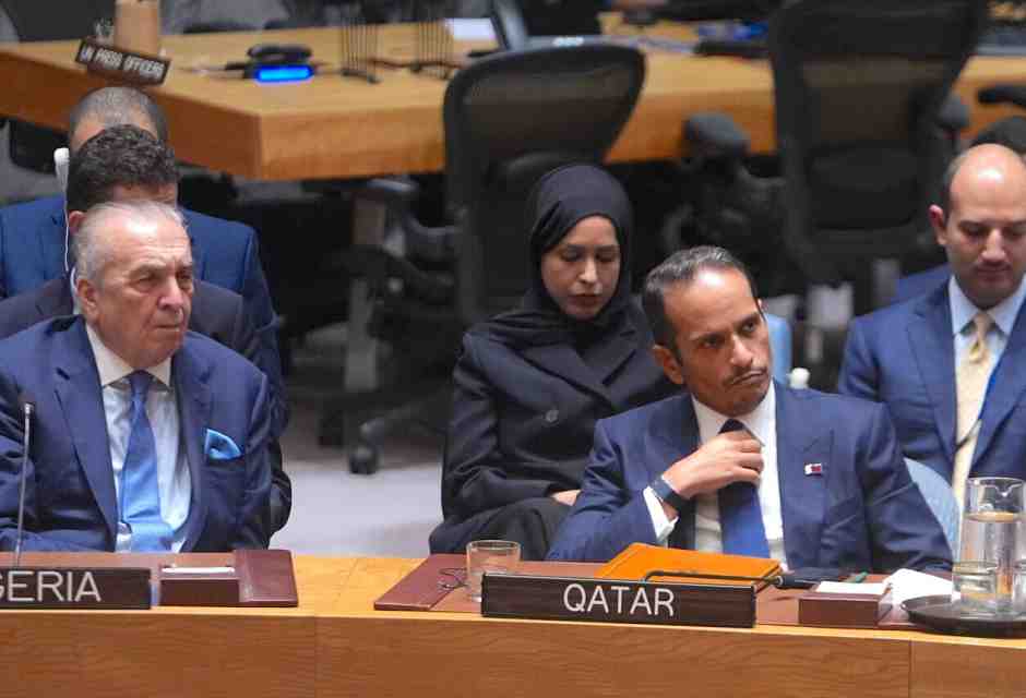 &nbsp;Il premier del Qatar al Thani al Consiglio di Sicurezza dell'Onu gioved&igrave; (foto Getty)