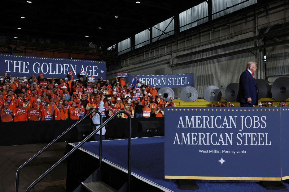 Il presidente Usa Donald Trump a West Mifflin, in Pennsylvania - REUTERS