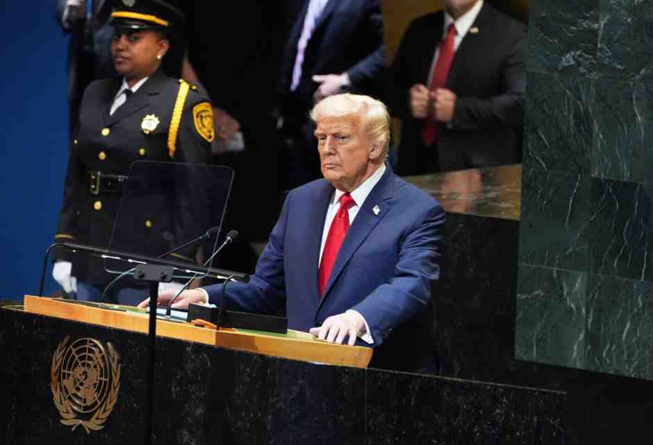 Il presidente americano Donald Trump all'Onu (foto Ap, via LaPresse)