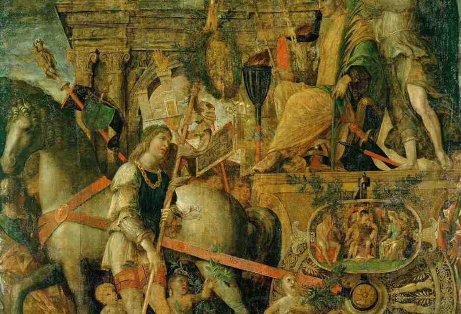 Andrea Mantegna, &ldquo;Giulio Cesare sul carro trionfale&rdquo;, nona tela dai &ldquo;Trionfi di Cesare in Gallia&rdquo;, tempera a colla, 1485-1505&nbsp;<br />