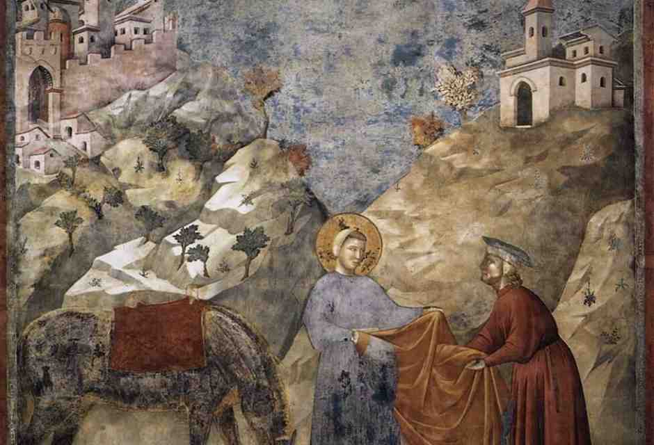 Giotto, San Francesco dona il mantello a un povero, 1296-1299