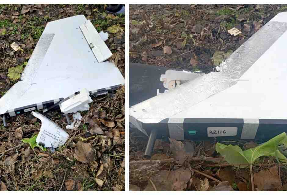 foto del drone caduto ieri in Romania di Vaslui TV