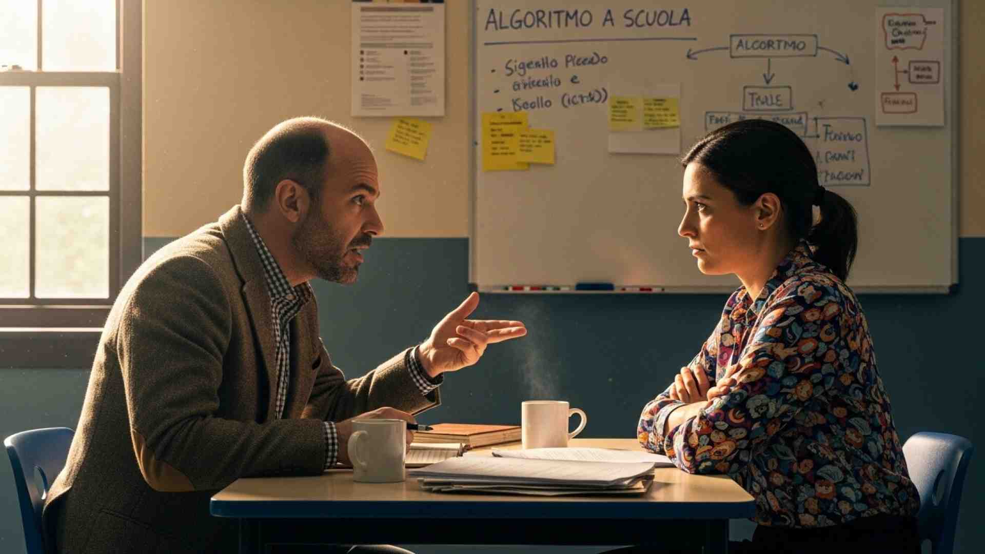 Immagine di Due professori immaginari davanti all’intelligenza artificiale