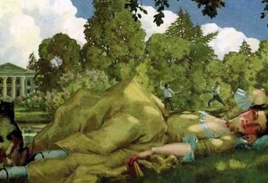 Giovane donna addormentata sull'erba, di Kostantin Somov, 1913&nbsp;<br />