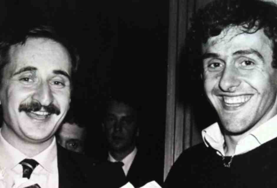 Valerio Remino e Michel Platini, diventato suo amico alla Juventus (foto Federazione italiana bocce)