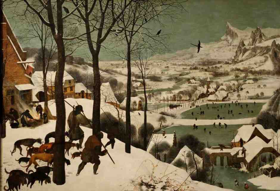 Cacciatori nella neve del 1565 di Pieter Brueghel (Google creative commons)