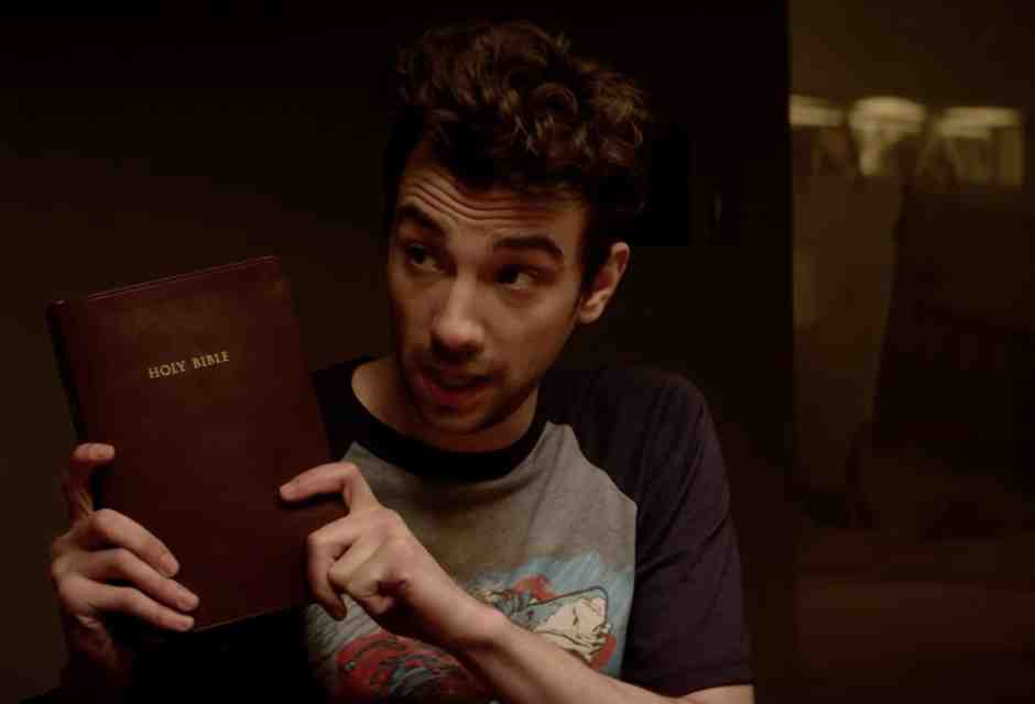 &nbsp;Jay Baruchel in una scena di "Facciamola finita", film del 2013 scritto e diretto da Evan Goldberg e Seth Rogen<br />