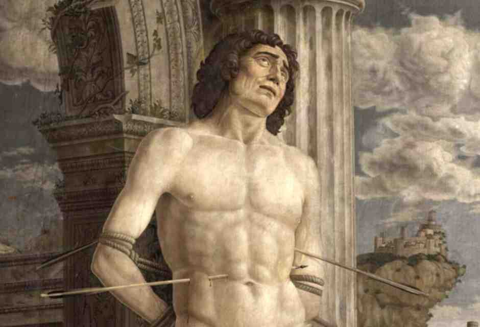 Un dettaglio del Martirio di San Sebastiano di&nbsp;Andrea Mantegna, 1481 circa, Museo del Louvre, Parigi<br />
