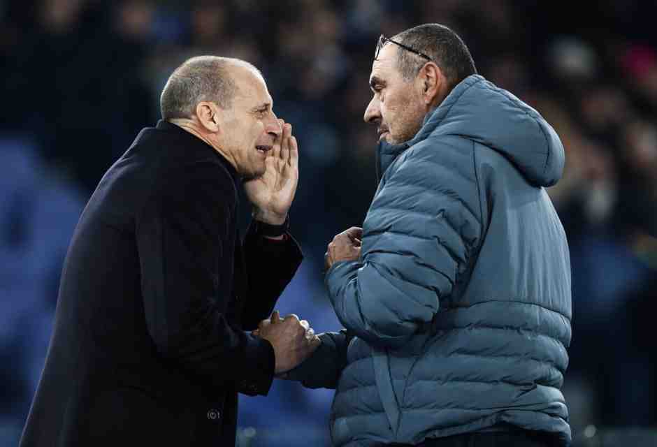Massimiliano Allegri con Maurizio Sarri (foto Ansa)